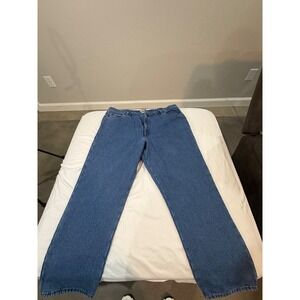 LL Bean Classic Fit Fleece Lined Jeans Mens 46x32 Blue Denim  162343